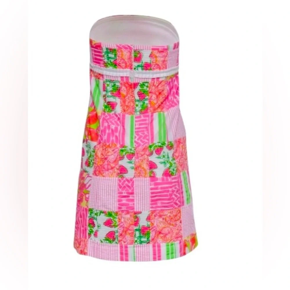 Classic Lilly Pulitzer sundress with a strapless neckline and A-line silhouette
